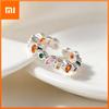 BF CLUB 925 Sterling Rings for Women Simple Geometric Handmade Irregular Retro Colorful Zircon Ring Allergy For Birthday Gift
