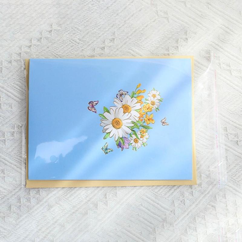 3D Butterfly and Flower Card for Birthdays Handmade Greeting Card with Envelope Elegant Anniversary Celebration Card