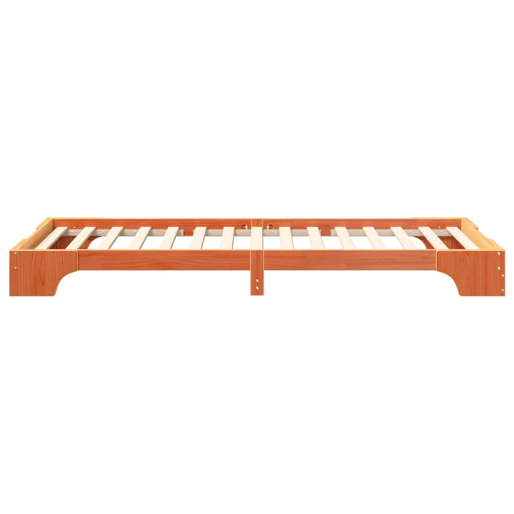 Brown Bed Frame 90 x 220 cm Solid Pine Wood