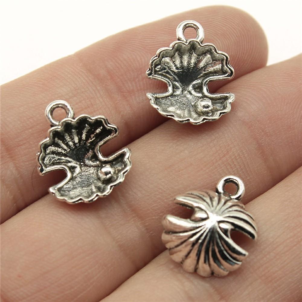 20pcs Shell Charms Antique Silver Color Sea Shell Pendant Charms Shell Charms For Jewelry Making DIY Craft