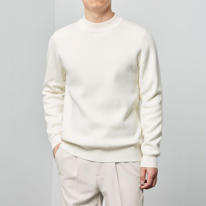 Korean Fashion Men Clothing New Autumn Winter Sweaters Solid Mock Neck Trend Versatile Casual Long Sleeve Pullovers Knitted Tops