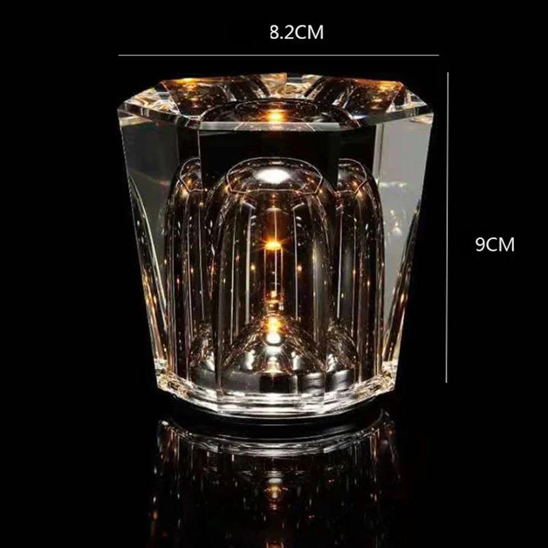Diamond-shaped Rechargeable Night Light Crystal Atmosphere Table Lamp  for Bedroom Living Room Bar Bedside Party Decor Lighting