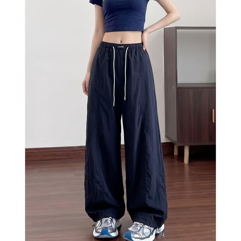 Demana Women s Wrinkled Wide-Leg Casual Pants M