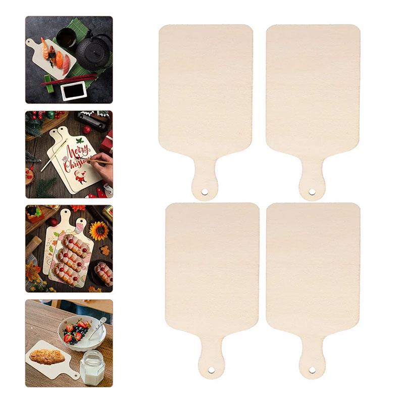 Set of 6 Wooden Cutting Boards Mini Paddle Boards for Serving Charcuterie Snacks Cheese Bread Food Photography Props Unique Shap