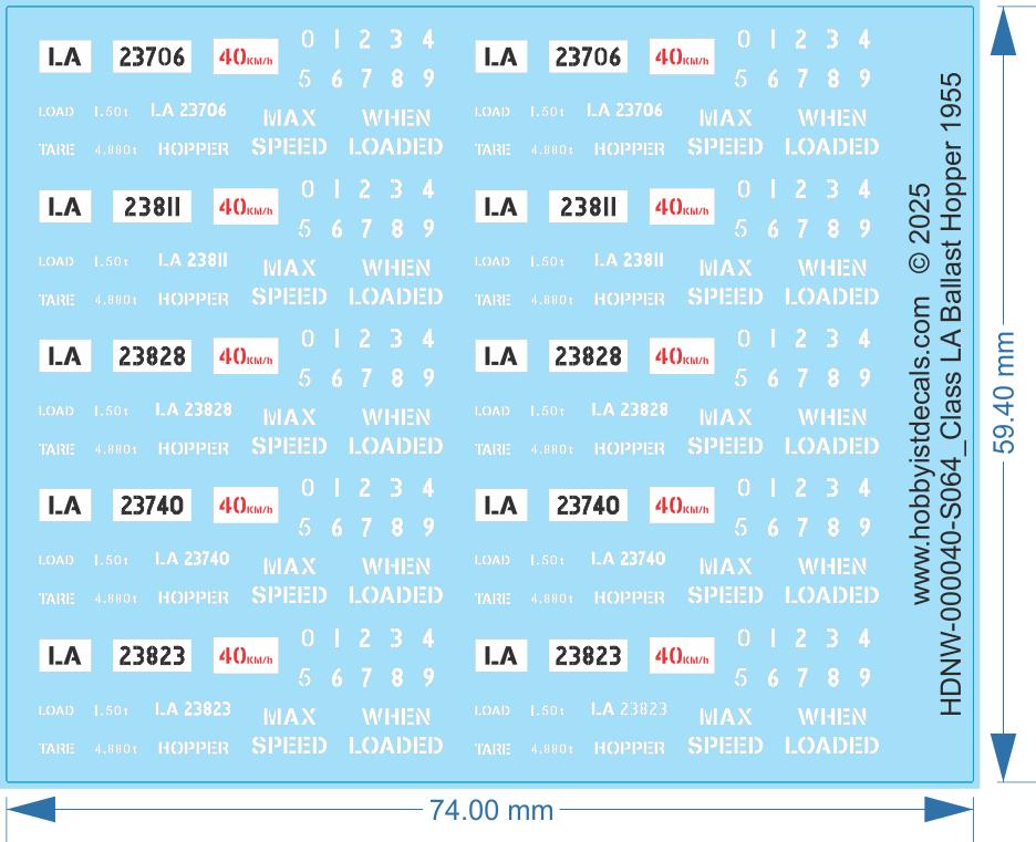 Class LA Ballast Hopper 1955 - 1/64 - Water Decal