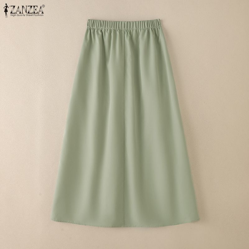 ZANZEA Women Casual Elastic Waist Loose Lace Crochet Patchwork Dress