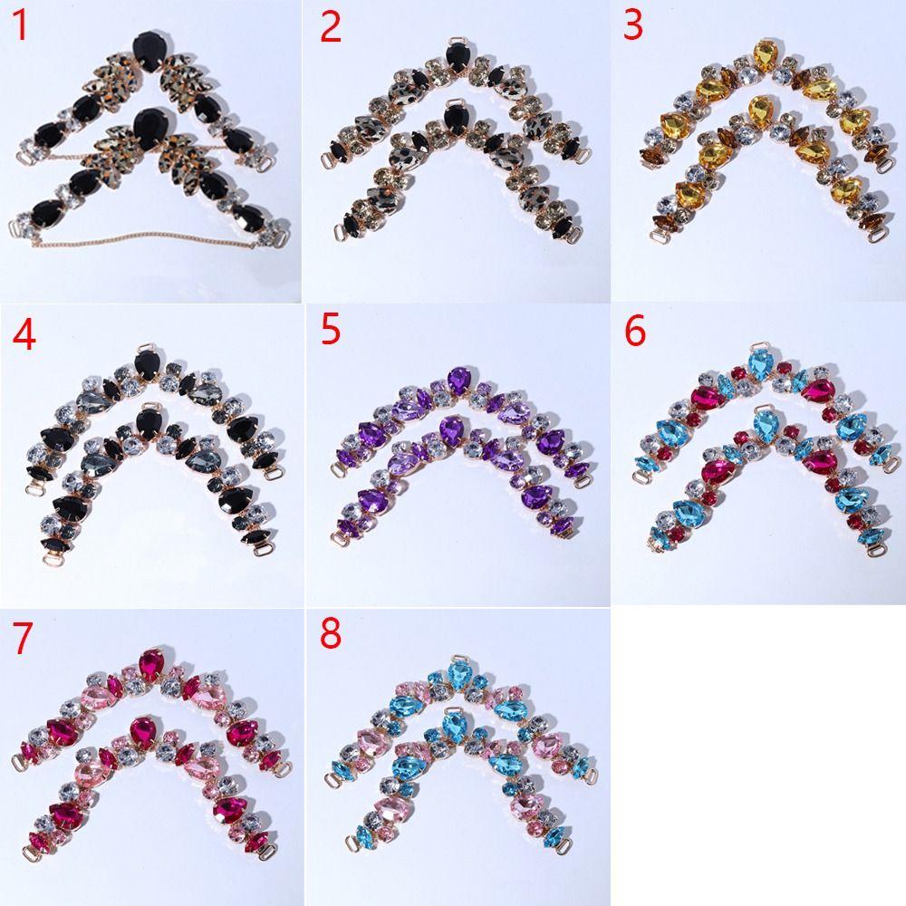 2pcs Acrylic Crystal Sandal Beach Slider Decorate Chain Removable DIY Herringbone Slipper Chain Shoe Flower Ladies