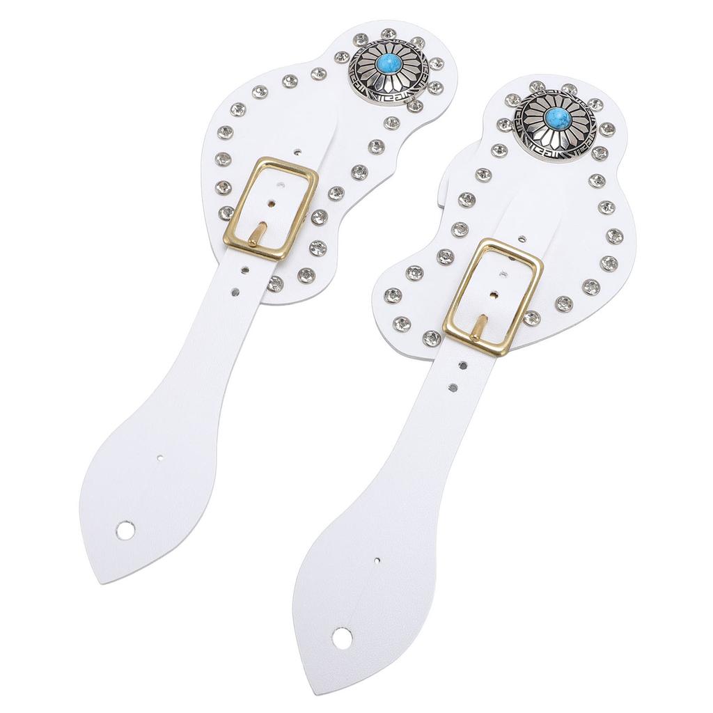 2Pcs Spur Strap Set Artificial Leather Rhinestone Decorations   Spur Holder for
