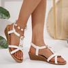 Fashion Summer Woven Wedges Rome Sandals Women 2025 Plus Size 36-42 Elastic Band Sandles Woman Lightweight Slip On Beach Sandalias Mujer