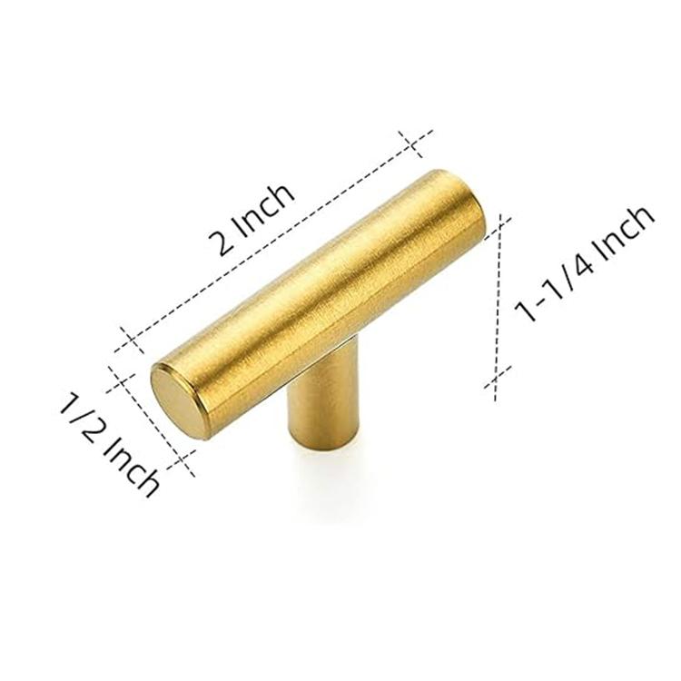 2 Zoll Gesamtlänge Goldene Schubladengriffe Küchenschrankgriff Goldene Beschläge Schränke Gebürstetes Messing T-Stangen-Griffe