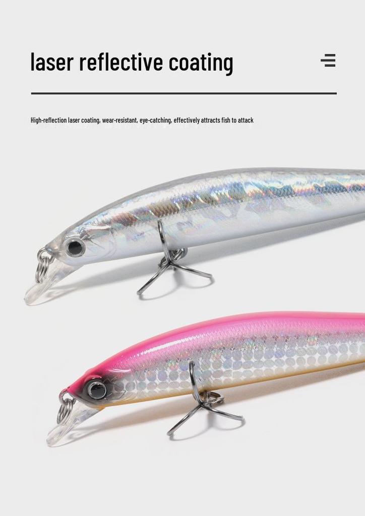 White Minnow Long Cast Lure with Suspension Beads for Night Freshwater Fishing