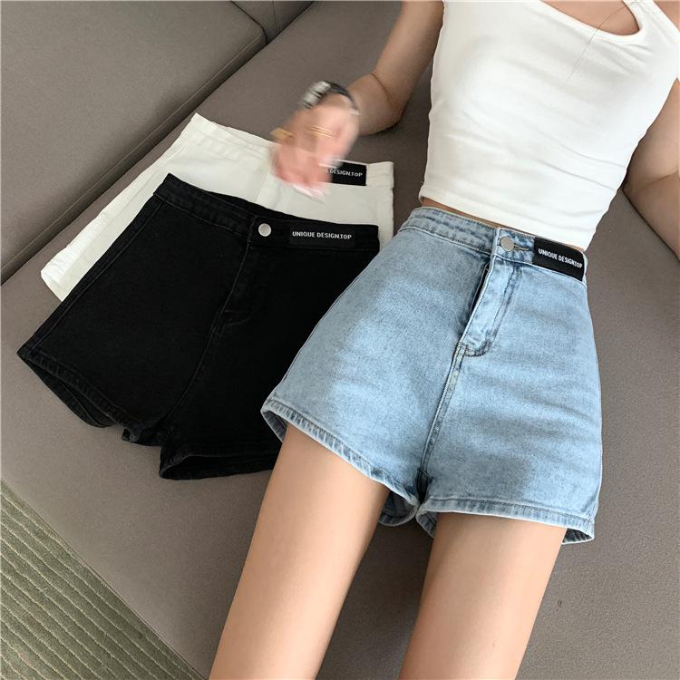 

2021 Women s High-Waist Denim Shorts: Elastic, Hip-Lifting, Summer Wear S чорний
