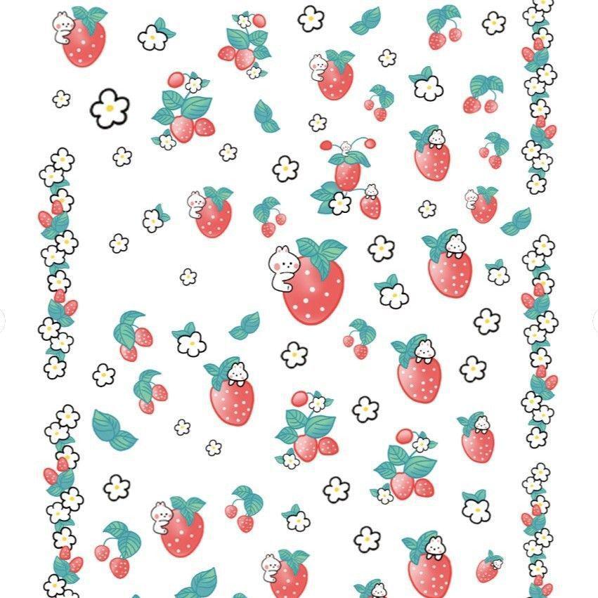 3D Frosted Strawberry Nail Art Stickers - Self-Adhesive DIY Decoration