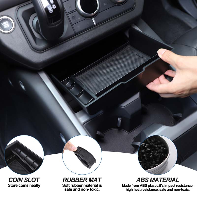 For Land Rover Defender 90 110 130 2025 ABS Black Car Center Console Lower Storage Box Tray Phone Box Car Accessories HY3