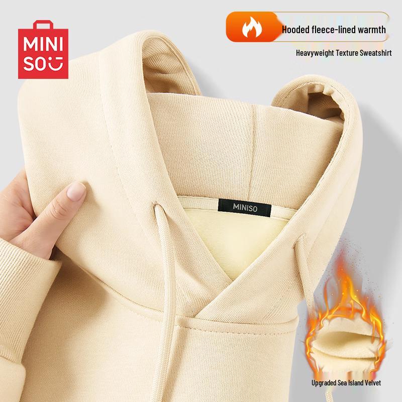 

MINISO Men s Heavyweight Fleece Lined Oversized Hooded Sweatshirt 3XL