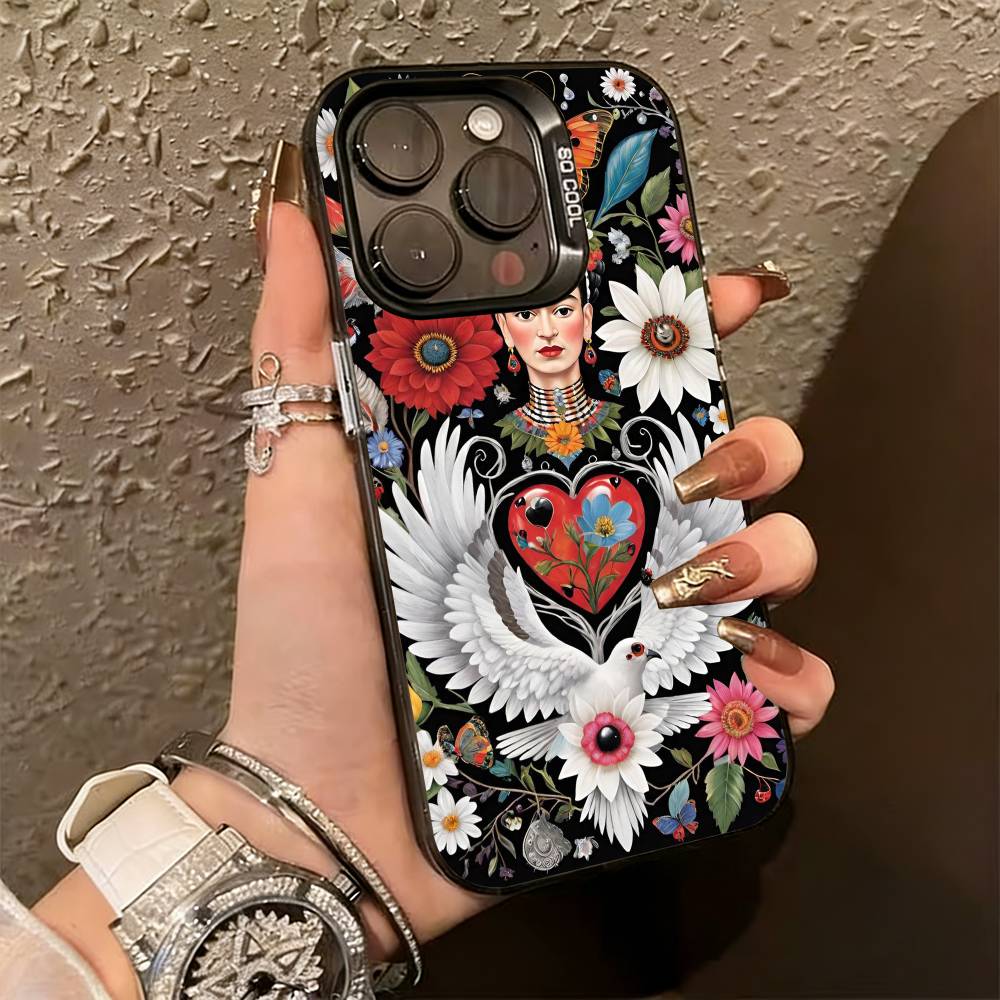 Fashion F-fridaS Kahlo-PC Phone Case For iPhone 17,16,15,14,13,12,11 Plus,Pro Max,XS,Colorful Silver Phone case Funda Cover