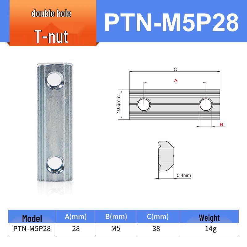 Aluminiumprofil-Verbindungsblock L-Block M4/M5 Einzel-/Doppelbohrungs-Mutter für Roboterarm-Zubehör (PEP2525, 1818)