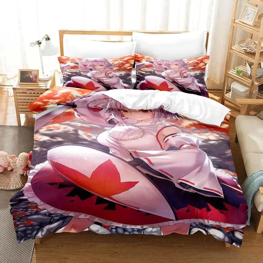 Kawaii Inubashiri Momiji Touhou Bedding Set Single Twin Full Queen King Size Bed Set Adult Kid Bedroom Duvet Cover Set