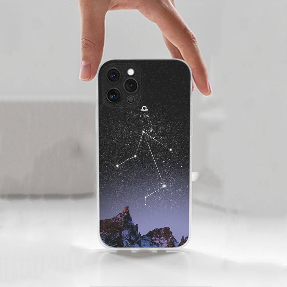 twelve Constellation Case For iPhone X,14,16,Mini,XS,SE,12,15,Pro,17,Plus,11,Max,13,XR,Transparent Soft Cover