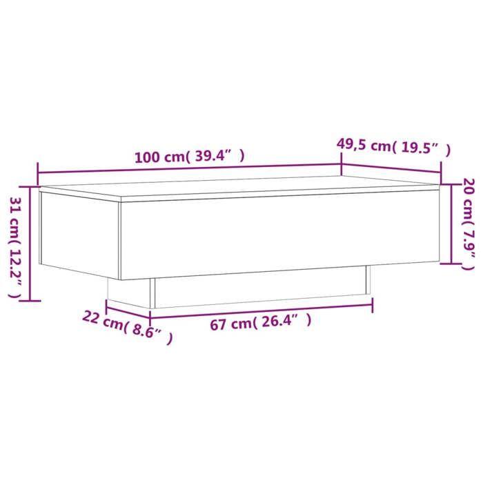 VidaXL Coffee Table Smoked Oak 100x49.5x31 Cm Engineered Wood 833893