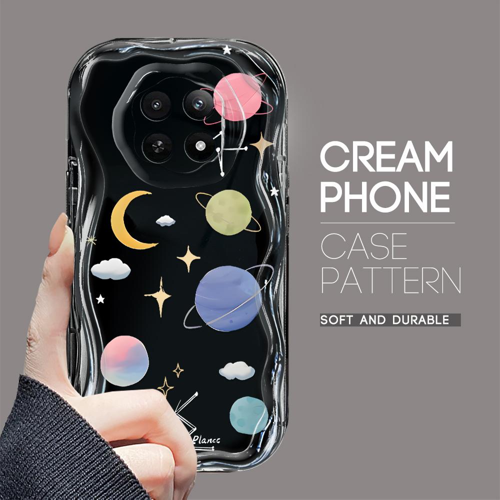 Kreslený vzor krémová textura pouzdro vlnitý okraj měkký silikonový kryt pouzdro na telefon pro OPPO Reno Realme OnePlus Vivo