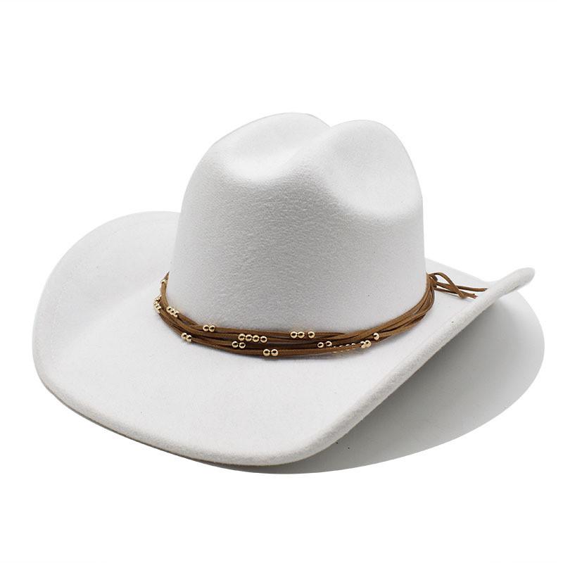 Classic Wool Felt Western Cowboy Hat With Wide Brim For Summer Outdoor Activities