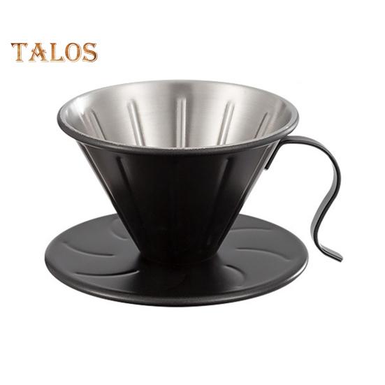 Coffee Filter Cone Stainless Steel Hand Drip Pour Over Coffee Funnel with Spiral Ribs Dishwasher Safe V-Shaped Coffee Filter for Most Coffee Makers