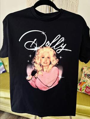 Vintage Dolly Parton Gesicht Tour Konzert Kurzarm Schwarz T-Shirt Unisex T-Shirt