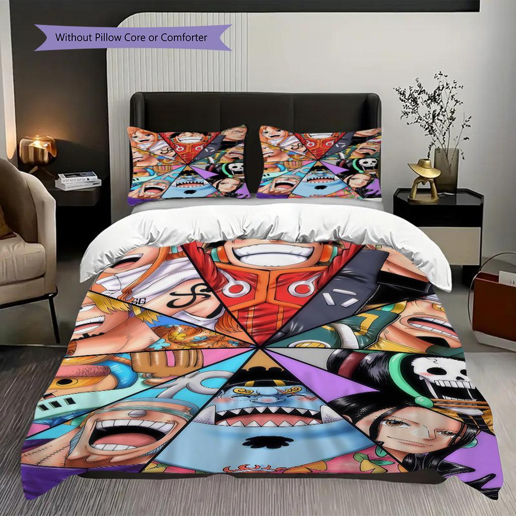 Anime Faces Quilt Set Vibrant Fans Bedding 1 Duvet Cover 2 Pillowcase Without Core Christmas Birthday Gift Bedding Set