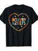 Inclusive Educator T-shirt Bright Geometric Design Round Neck Short Sleeves Machine-washable for Everyday Wear Four Seas