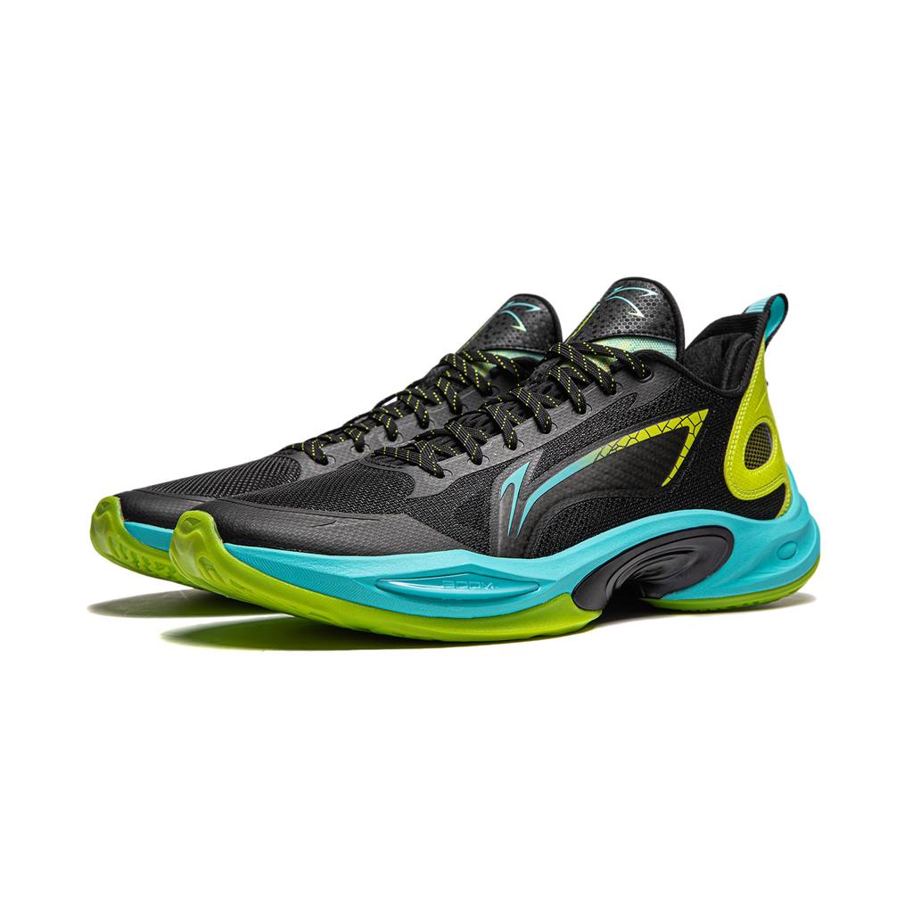 Li-Ning Super Lightweight 2024 Dragonfly Shock Absorption Non-Slip Lightweight Rebound Low-Top Basketball Shoes Men sneaker Black Green ABAU011-2