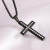 European & American Style 26MM Rhinestone Cross Necklace: Simple Versatile Stainless Steel Pendant for Women