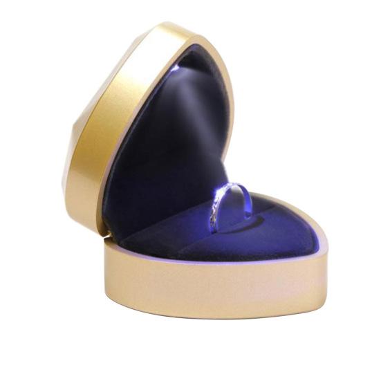 Limeimei Herzförmiger LED-Licht-Ringhalter, Box, Vorschlag, Ehering, Display, Aufbewahrungsbox