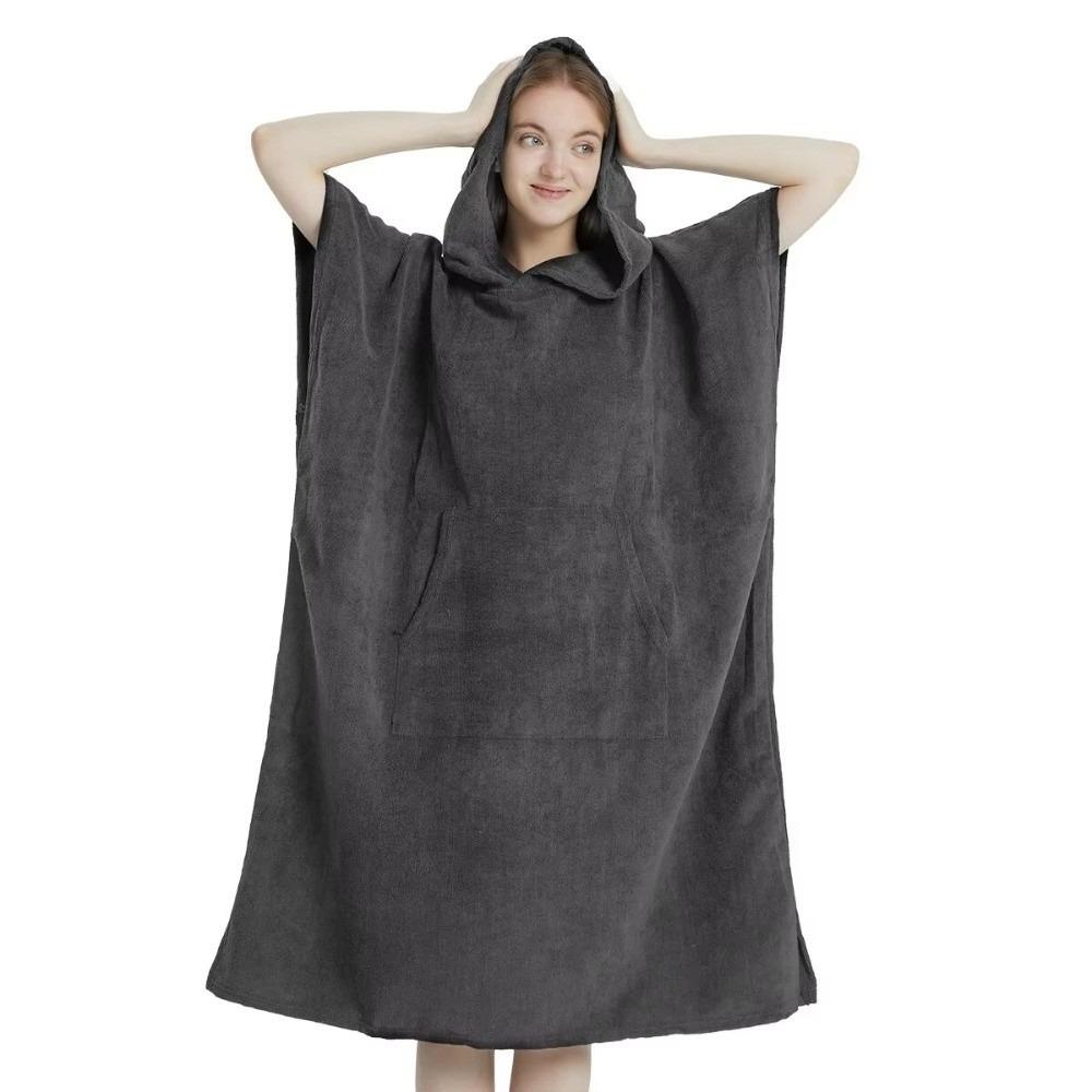 

Microfiber Surf Poncho Towel Extra Large Changing Poncho Bathrobe Quick-Dry Towel Beach сірий