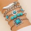 Pearl Multilayer Turquoise Wristband Beads Bohemian Style Hand Chain Turquoise Bracelet Set  Beach