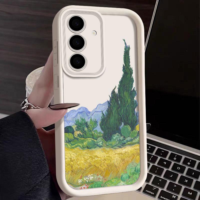 Phone Case For Samsung S26 S25 S24 S23 S21 S20 Ultra Van Gogh Wheatfield Cypresses Painting For Galaxy S25 S24 FE S26 Plus Cover