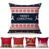 Happy Christmas Decoration Cushion Cover Cotton Linen Geometric Sofa Decorative Christmas Throw Pillow Case Cojines