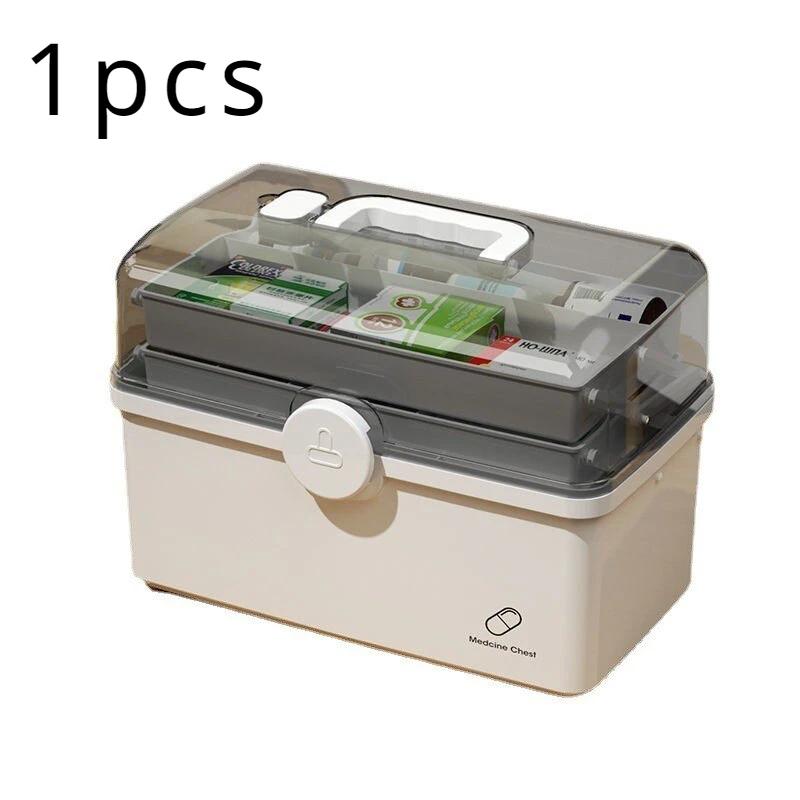 

1pc ivory White Large Capacity Medicine Box For Home Medicine Storage Multi Layer Classification Home Medicine Box 32x18x22cm