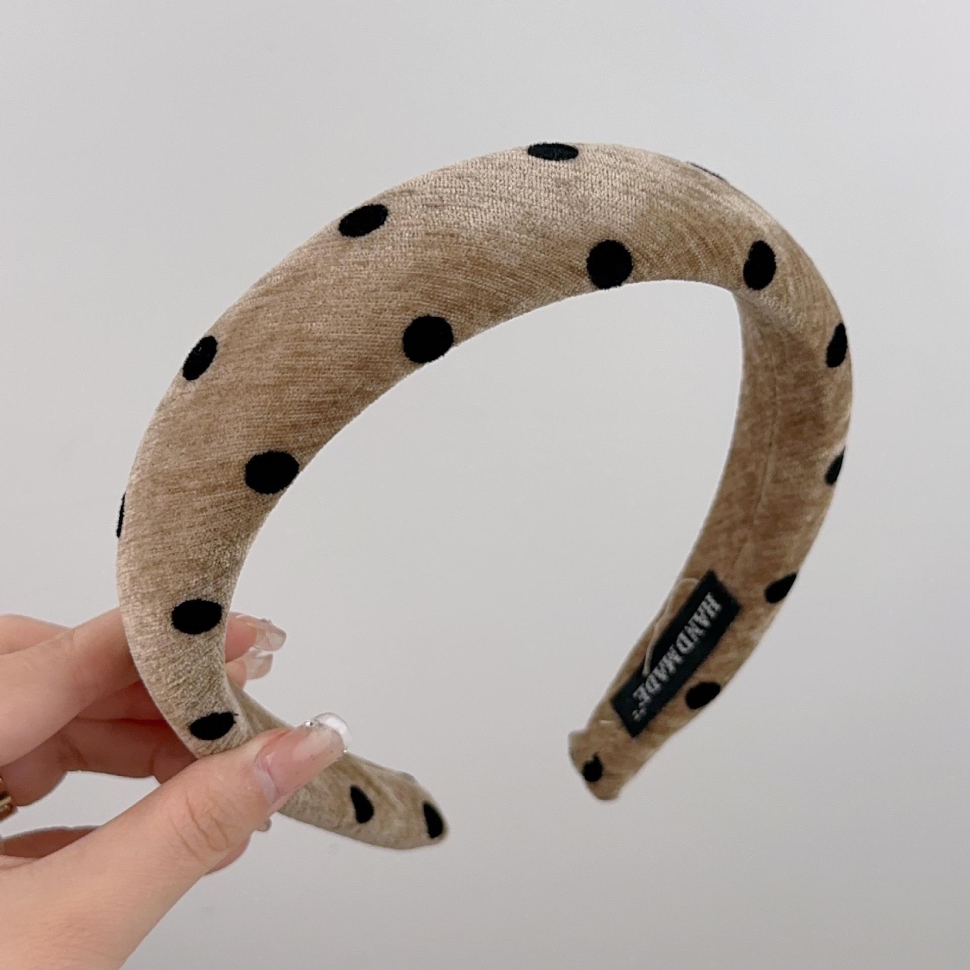 

French Retro Polka Dot Velvet Headband Early Simple High Skull Top Headband Pressure Hair Card Versatile Hair Accessories