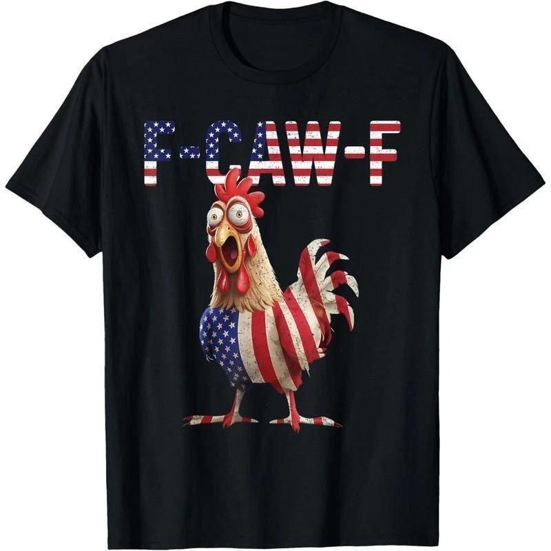 Cotton Printed Round Neck T-Shirt Chicken Quote Rooster Meme USA Flag M  Unisex T-Shirt XL