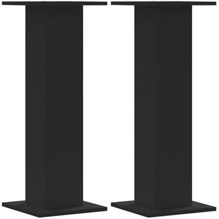 Supports de Haut-parleurs - VIDAXL - 2 pcs - Bois d'ingénierie - Noir - 80 cm de hauteur