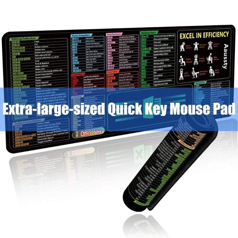 Large Keyboards Mouse Pad Featuring Excels Word Shortcut for Office Software Use and Gaming with Waterproof