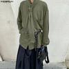 INCERUN Spring Men Tie-up Long Sleeve Casual Loose Oversized Pullover T-shirts Tops