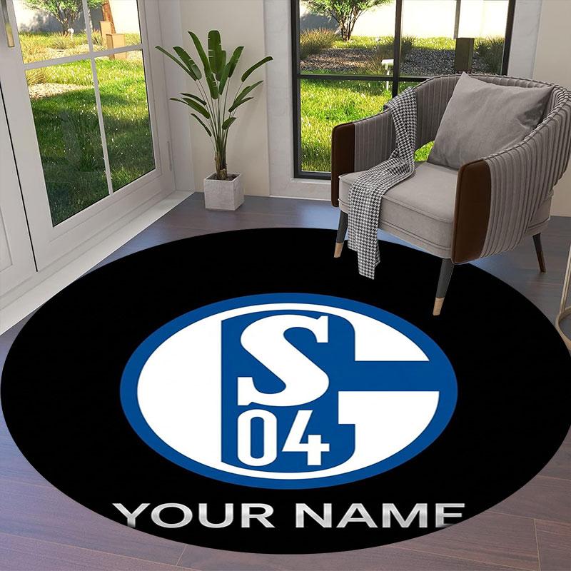 FC Schalke 04 Custom Name Round Area Rug,Carpet Rug for Living Room Bedroom Sofa Playroom Decor,Non-slip Floor Mat