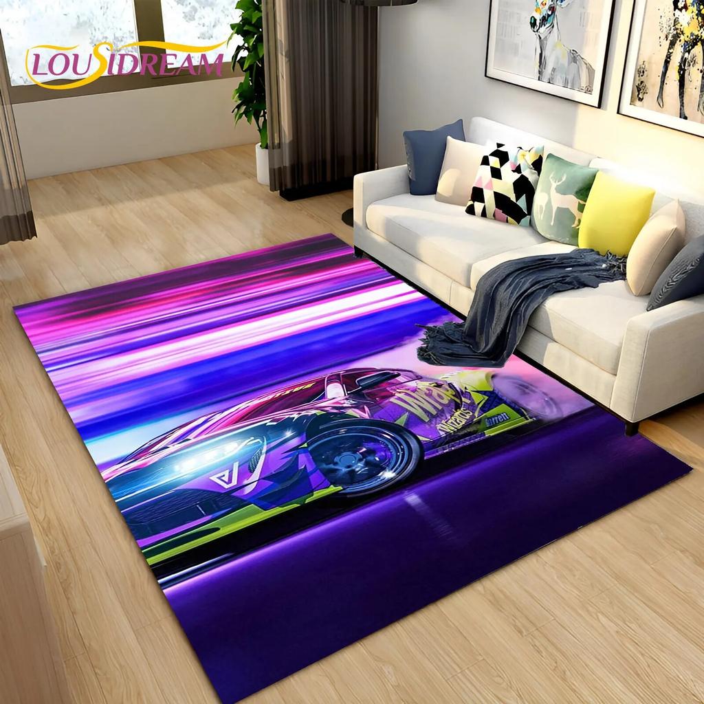3D Racing Sports Car Soft Area Rug Large,Carpet Rug for Home Living Room Bedroom Sofa Doormat Decor,Kid Play Non-slip Floor Mat