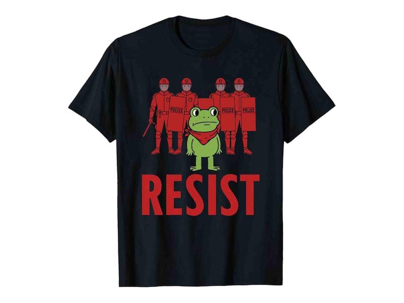 Portland 2025 Resist Frog for Men Women Protest Anti ICE Activist Political Shirt Letters Cartoons Printed Tshirt Tops Adult