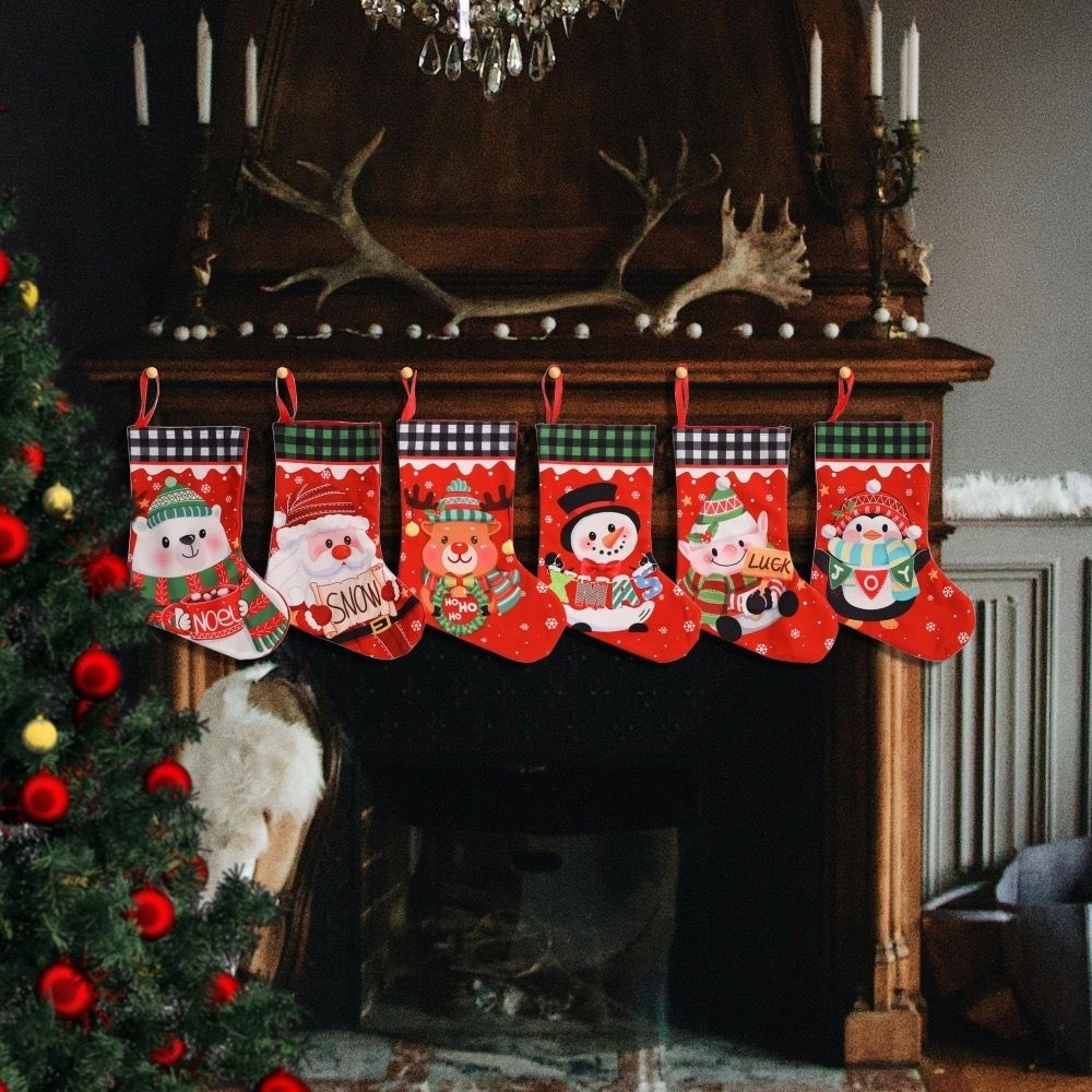 for Cloth Christmas Stockings Large Capacity Multicolor Xmas Stocking DIY Durable Xmas Gifts Bag Family Christmas