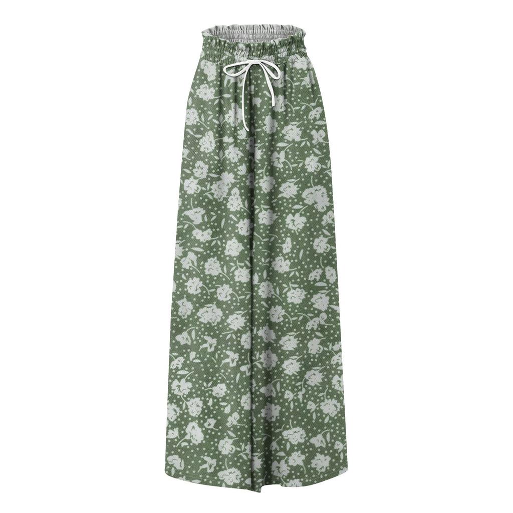 Women's Summer Wide Leg Pants High Waisted Flowing Pockets Fashion Casual Casual Bohemian Printed Beach Pants
