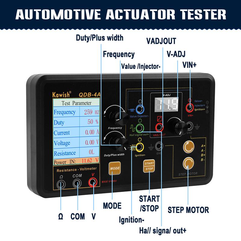 QDB-4A Auto Ignition Coil Test Injector Solenoid Valve Idling Stepper Motor Instrument Tester Fault Detector Drive Simulator