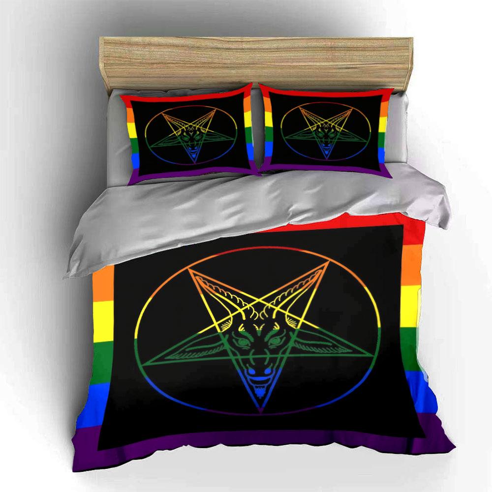 Rainbow Pentagram Art Set Decor Soft Comfortable Duvet Cover Bedding Set Included 1*Duvet Cover & 2*Pillowcases, Gift